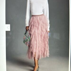 Anthropologie tulle midi skirt